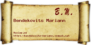 Bendekovits Mariann névjegykártya