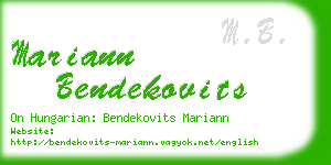 mariann bendekovits business card